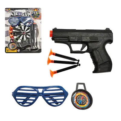 PISTOLA / REVOLVER LANCA DARDO VENTOSA COM 3 DARDOS + OCULOS E BUSSOLA AIROGUN SUPER ALVO