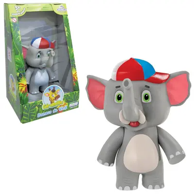 ANIMAL ELEFANTE TROMBA DE VINIL GIRAMILLE NA CAIXA