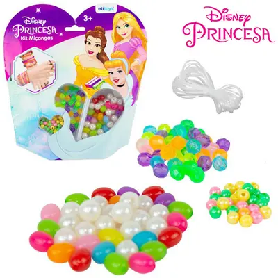 KIT BELEZA / BIJUTERIA INFANTIL COM 100 MICANGAS COLORS PRINCESAS