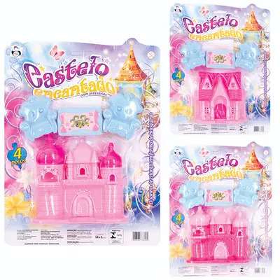 CASA / CASINHA CASTELO COM MOVEIS ENCANTADO 4 PECAS NA CARTELA