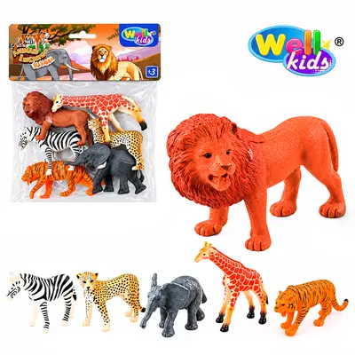 KIT ANIMAL SELVAGEM DE PVC ANIMAIS INCRIVEIS COM 6 PECAS WELLKIDS