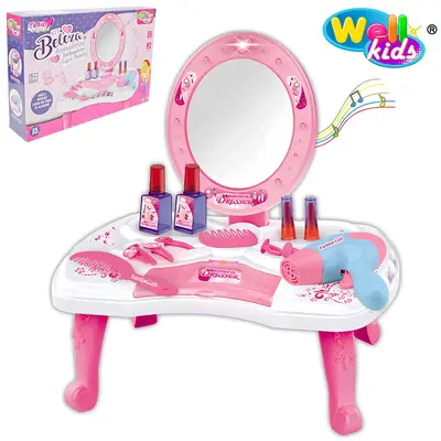 KIT BELEZA INFANTIL COM PENTEADEIRA + SECADOR E ACESSORIOS SUPER BEAUTY GLAM GIRL + SOM E LUZ A PILHA 25 PECAS WELLKIDS