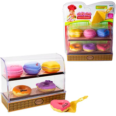 KIT COZINHA INFANTIL COM DONUTS + ESPATULA E ACESSORIOS DOCE CHEF 8 PECAS NA CARTELA