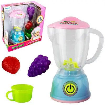 KIT COZINHA INFANTIL COM LIQUIDIFICADOR + FRUTAS E XICARA SOM E LUZ A PILHA 4 PECAS