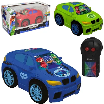CARRO COM CONTROLE REMOTO SEM FIO PJ MASKS AUTOBRAVO 3 FUNCOES A PILHA