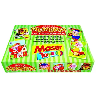 JOGO DA MEMORIA 3 PORQUINHOS MASER TOYS COM 24 CARTAS NA CAIXA
