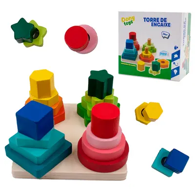 PIRAMIDE FORMAS GEOMETRICAS DIDATICO EDUCATIVO MONTA E DESMONTA DE MADEIRA 8CM