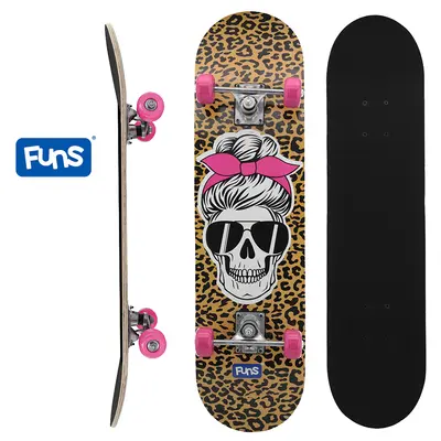 SKATE COM SHAPE DE MADEIRA LIXA + TRUCK DE ALUMINIO E RODA PVC STREME FUNS 79X20CM