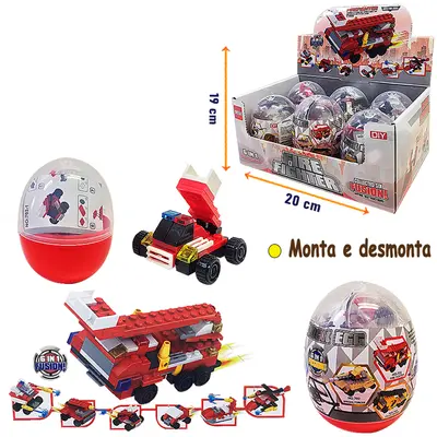 BLOCOS DE MONTAR BOMBEIRO FIRE FIGHTER 6 EM 1 COM 44 PECAS NA CAPSULA TLEG
