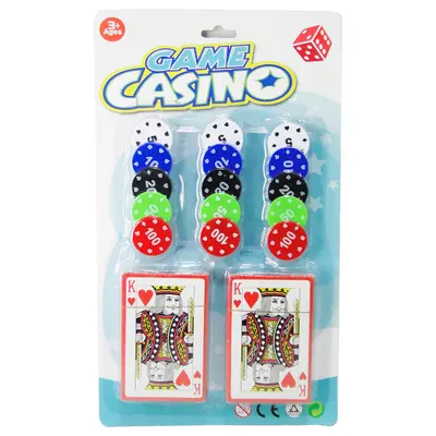 FICHA DE POKER COM 15 FICHAS + 2 BARALHOS 108 CARTAS DE PLASTICO GAME CASINO NA CARTELA