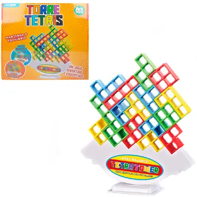 JOGO TORRE TETRIS TRETA TOWER COM 16 PECAS + BASE E SUPORTE