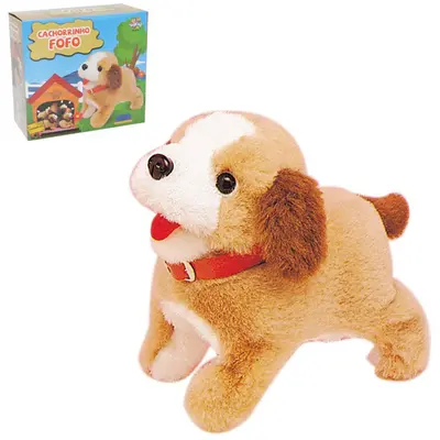 CACHORRO DE PELUCIA COM MOVIMENTO CAMBALHOTA + SOM A PILHA