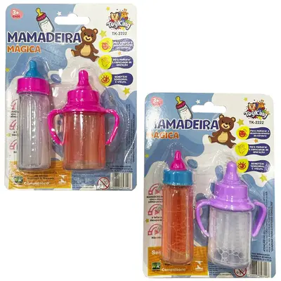 MAMADEIRA MAGICA PARA BONECA COM SUQUINHO DE LARANJA E LEITINHO COM 2 PECAS NA CARTELA