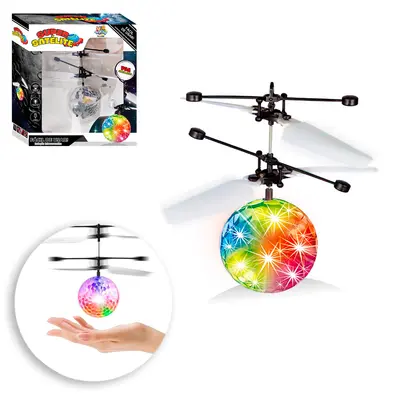 BOLA DRONE COM SENSOR DE APROXIMACAO RECARREGAVEL USB + LUZ COLORS NA CAIXA