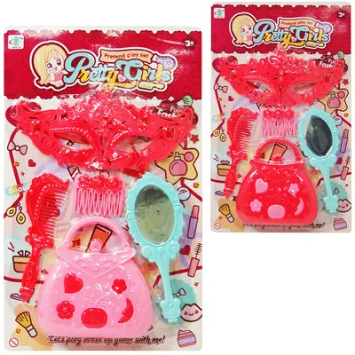 KIT BELEZA INFANTIL COM BOLSA + ESPELHO E ACESSORIOS PRETTY GIRLS 5 PECAS