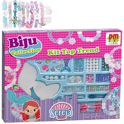 KIT BELEZA / BIJUTERIA INFANTIL COM MICANGAS SORTIDAS KIT TOP TREND SEREIA