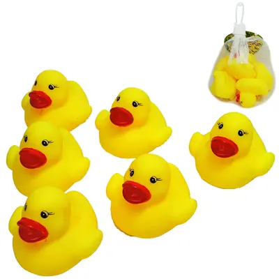 KIT ANIMAL PATO / PATINHO DE VINIL COM SOM 6 PECAS 5,5X5,5X4,5CM NA REDE