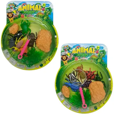 KIT ANIMAL SELVAGEM INSETOS DE PVC ANIMAL WORLD COM ACESSORIOS 10 PECAS