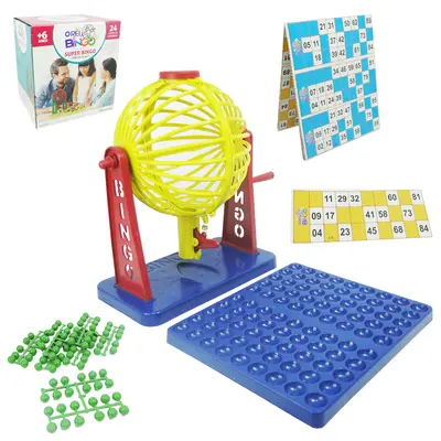 BINGO DE PLASTICO SUPER COM 24 CARTELAS + 90 NUMEROS DIKAMAIS
