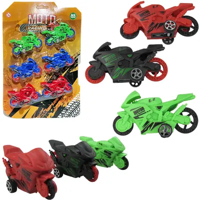 MOTO A FRICCAO PULL BACK RACING COM 6 PECAS 8X4,5X2,5CM
