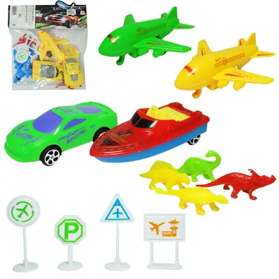 KIT VEICULO COM CARRO + BARCO E ACESSORIOS RODA LIVRE 12 PECAS