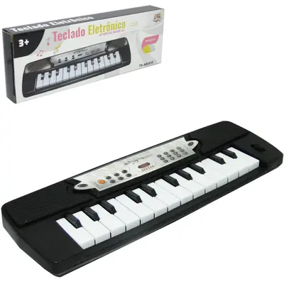 TECLADO / PIANO MUSICAL INFANTIL A PILHA 26X9CM