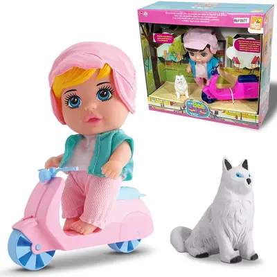 BONECA THE BEE HUGS COM CACHORRO + MOTO SCOOTER