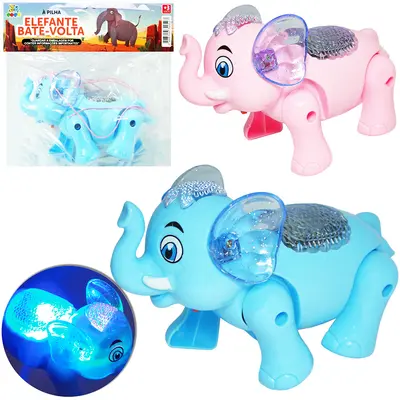 ELEFANTE BATE E VOLTA COM SOM E LUZ A PILHA