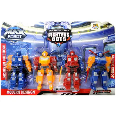 BONECO ROBO FIGHTERS BOTS COM 4 PECAS