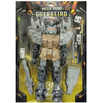 BONECO MEGA ROBO GUERREIRO COM ACESSORIOS 4 PECAS