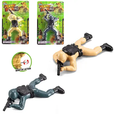 BONECO SOLDADO RASTEJANDO ARMY FORCE COM ARMA A CORDA