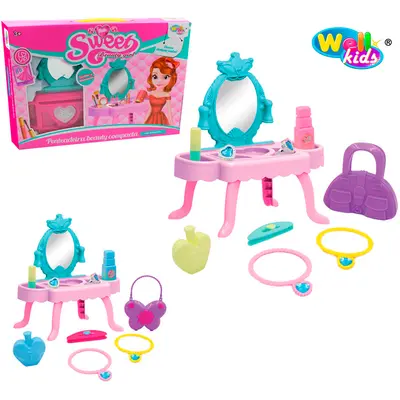 KIT BELEZA INFANTIL COM PENTEADEIRA + BOLSA E ACESSORIOS SWEET BEAUTY GIRL 15 PECAS WELLKIDS