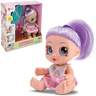 BONECA RAINBOW BABY PAPINHA COM ACESSORIOS 4 PECAS