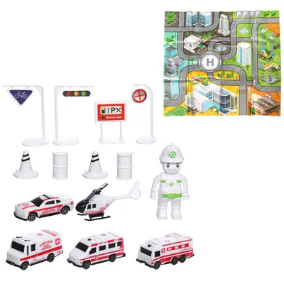 TAPETE DIVERTIDO COM 4 CARROS + ACESSORIOS FORCAS ESPECIAIS 50X50CM 15 PECAS