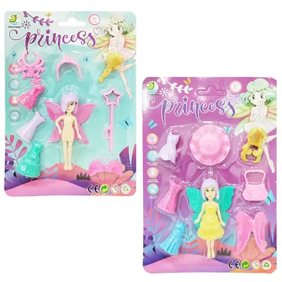BONECA FADA PRINCESS TROCA ROUPA / PERUCA DE PLASTICO COM ACESSORIOS