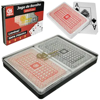 BARALHO DUPLO 108 CARTAS DE PLASTICO NO ESTOJO
