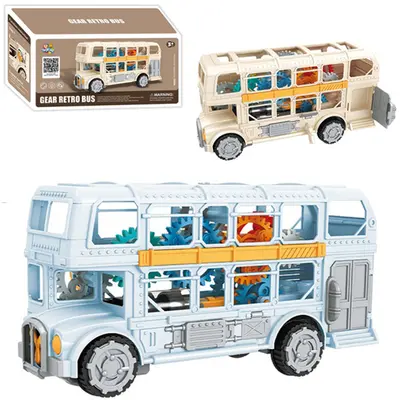 ONIBUS BATE E VOLTA GEAR RETRO BUS COM SOM + LUZ A PILHA