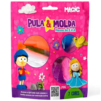 MASSINHA DE MODELAR PULA PULA PRINCESA COM 7 CORES 70G