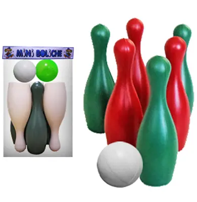 BOLICHE COM 6 PINOS E 2 BOLAS DE PLASTICO