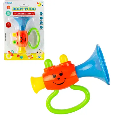 CORNETA BABY TUDO COLORS 12,5CM NA CARTELA