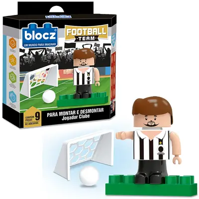 BLOCOS DE MONTAR BLOCKS JOGADOR DE CLUBE FOOTBALL TEAM COM 2 ADESIVOS E 9 PECAS