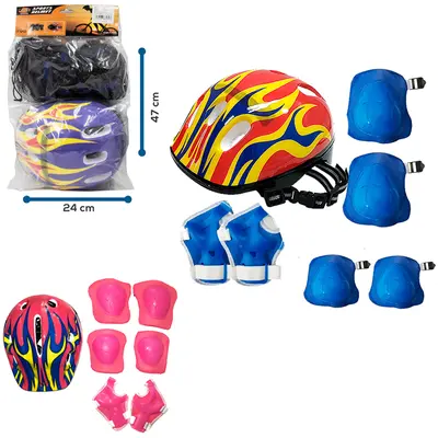 KIT PROTECAO JUVENIL COM CAPACETE + 2 COTOVELEIRAS + 2 JOELHEIRAS E 2 PROTETORES DE PULSO