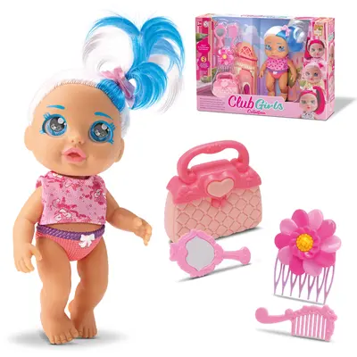 BONECA CLUB GIRLS FASHION COLLECTION COM BOLSA + ESCOVA E ACESSORIOS 5 PECAS