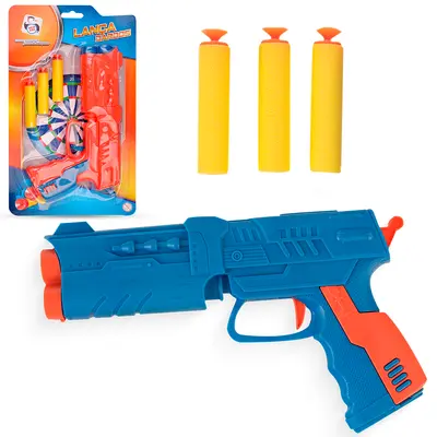 PISTOLA / REVOLVER LANCA DARDO ESPUMA / VENTOSA COM 3 DARDOS