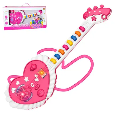 GUITARRA MUSICAL INFANTIL CORACAO COM LUZ A PILHA