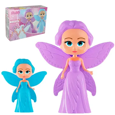 KIT COM 2 BONECAS FADAS 11X10X5,5CM 12 PECAS