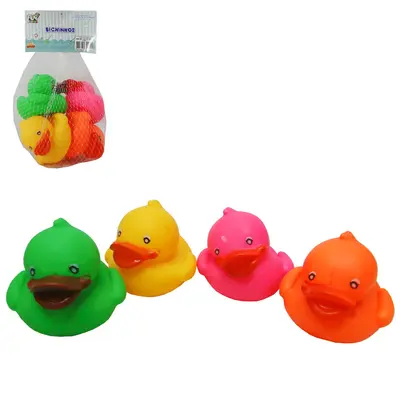 KIT ANIMAL PATO / PATINHO DE VINIL COM SOM 4 PECAS 7X7X6CM NA REDE