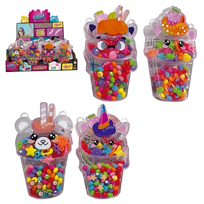 KIT BELEZA / BIJUTERIA INFANTIL COM MICANGAS GLAMOUR BEADS NO ESTOJO BICHINHO DP PLAY