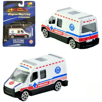 CARRO DE METAL AMBULANCIA RODA LIVRE SUPER CARROS CRT