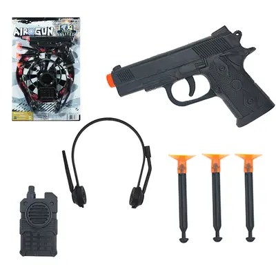 PISTOLA / REVOLVER LANCA DARDO VENTOSA COM 3 DARDOS + RADIO E FONE AIROGUN SUPER ALVO